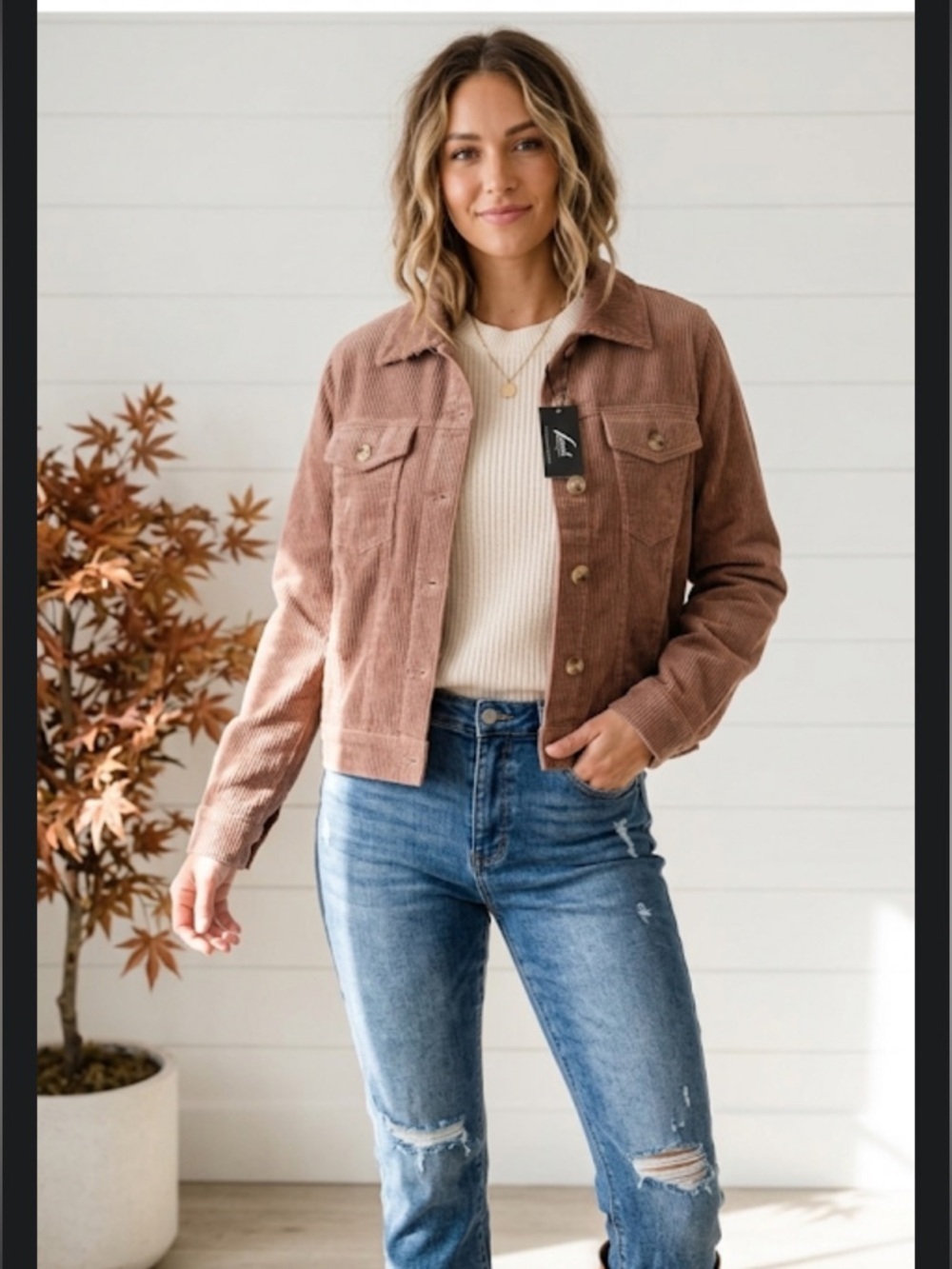 🔆NWT First Love Corduroy Jean Jacket - Brown